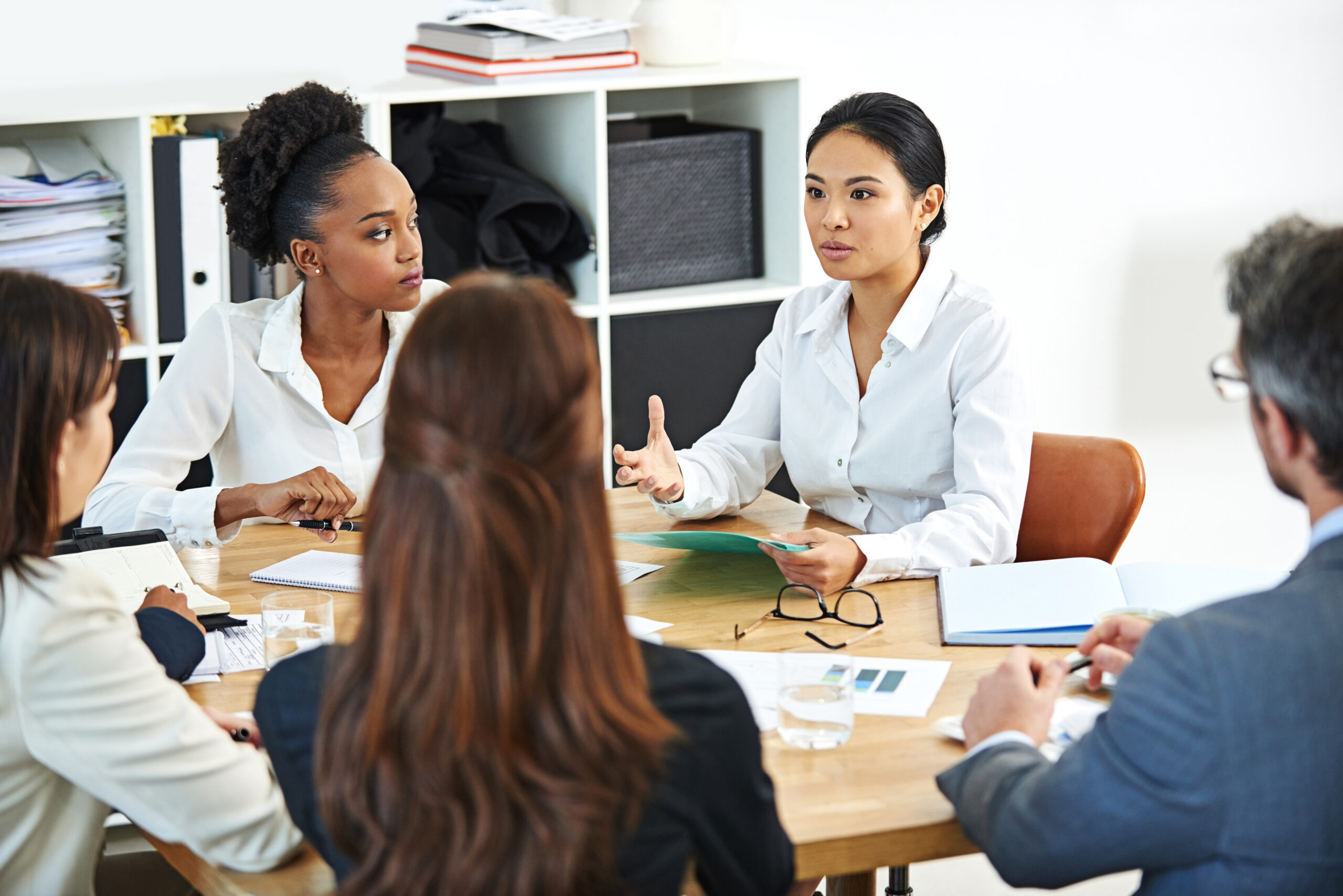 business-people-meeting-discussion-with-documents-finance-with-annual-strategy-statistics-planning-teamwork-paperwork-diversity-with-talking-brainstorming-infographic-circle